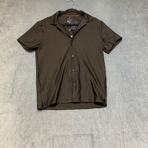 Marc Asher New York Shirt Mens Medium Black Short Sleeve Classic Button Up